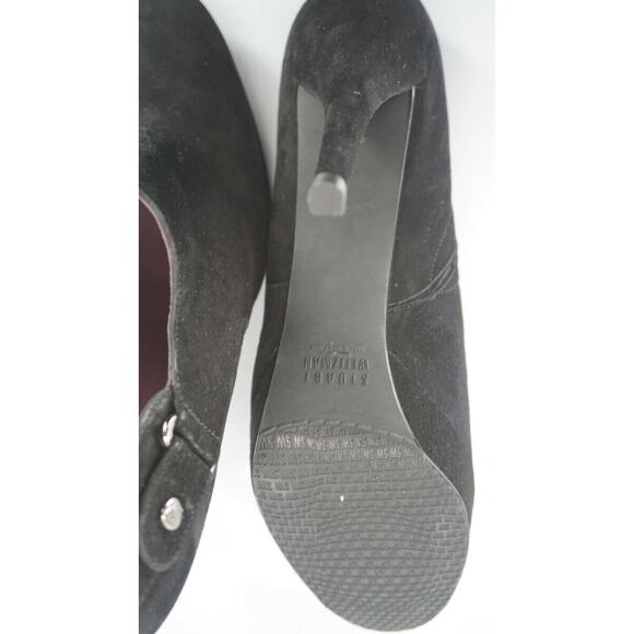 Stuart Weitzman Black Suede Coverall Heel Ankle booties SZ 9.5 N Narrow - Picture 10 of 10